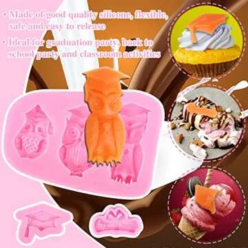 6 Pack Graduation Fondant Molds for Creative Cake Decor