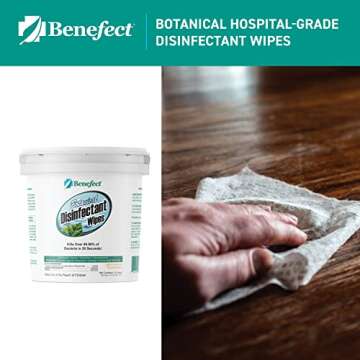 Benefect Botanical Disinfecting Wipes - (250 Wipe Count) Natural, No Residue - Antibacterial Disinfe...