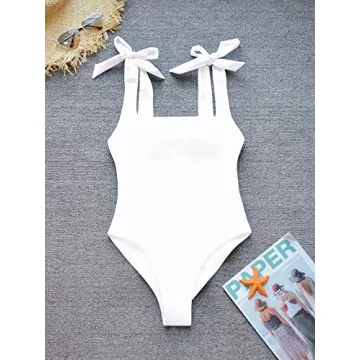 TASHEHE Women's Stylish One Piece Swimsuit in White