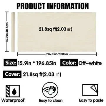 WADILE Wood Peel and Stick Wallpaper 15.9in X 196.8in, Contact Paper for Cabinets/Countertops Waterproof, Removable Wall Paper for Furniture Kitchen Self-Adhesive, Vinyl Realistic Wood Sensation