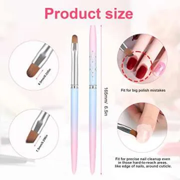 SAVITA 2pcs Nail Art Clean Up Brushes, Painting Brushes for Nails with Round & Angled Head Pen Paint...