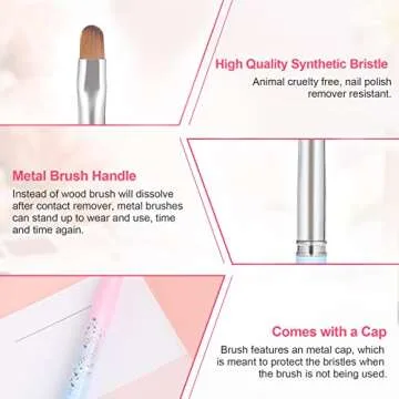 SAVITA 2pcs Nail Art Clean Up Brushes, Painting Brushes for Nails with Round & Angled Head Pen Painting Tools for Nail Art Design & Polish Mistake Cleaning