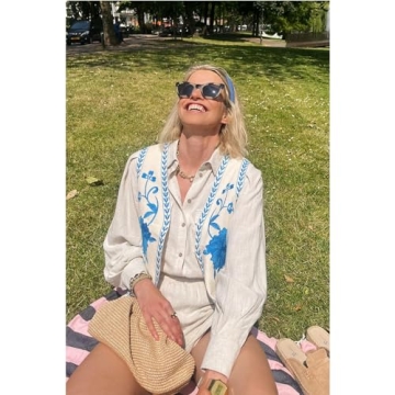 Vintage Boho Floral Embroidered Vest Tops for Women