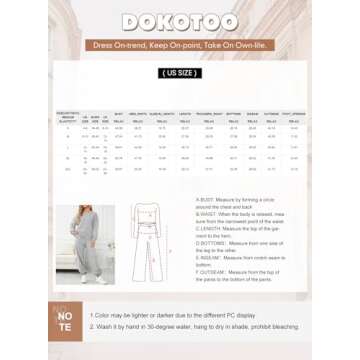 Dokotoo Women’s 2 Piece Outfits Cozy Long Sleeve Sweatsuits