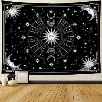 Wekoxo Psychedelic Sun and Moon Wall Tapestry