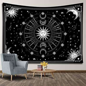 Wekoxo Psychedelic Sun and Moon Wall Tapestry