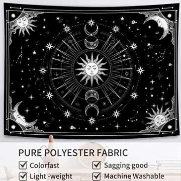 Wekoxo Psychedelic Sun and Moon Wall Tapestry