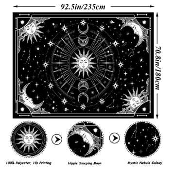 Wekoxo Psychedelic Sun and Moon Wall Tapestry