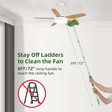 Zavrski Ceiling Fan Cleaner Duster with 6 Ft/72'' Extension Pole High Ceiling Fan Blade Cleaning Too...