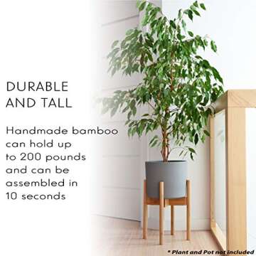 GreeMoose Plant Stand I Mid Century Indoor, Bamboo, Wooden, Adjustable (8-12 Inch), Tall Modern Plant Holder (Planter Not Included)