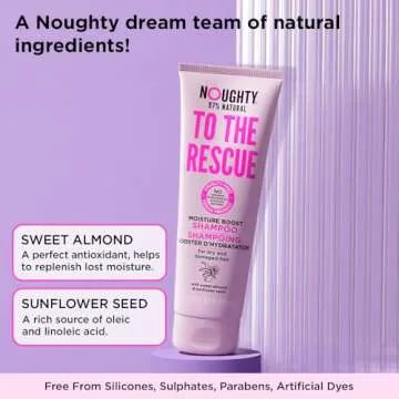 Noughty 97% Natural To The Rescue Moisture Boost Shampoo, to Gently Cleanse and Replenish Lost Moisture with Sweet Almond and Sunflower Seed, Sulphate Free Vegan Haircare 250ml