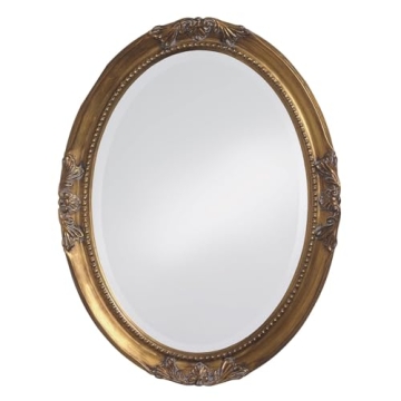 Howard Elliott Oval Antique Gold Leaf Wall Mirror 25 x 33 Inch