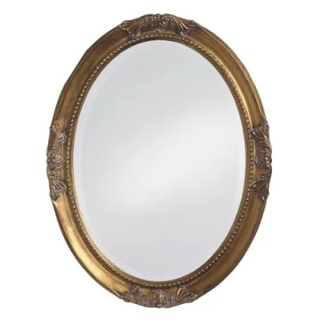 Howard Elliott Oval Antique Gold Leaf Wall Mirror 25 x 33 Inch