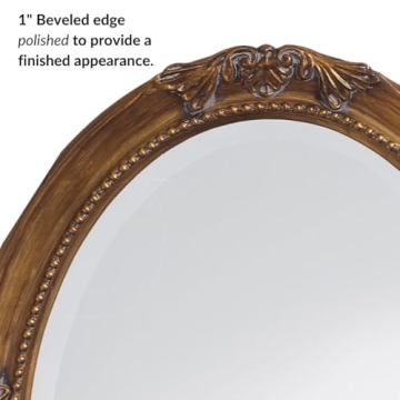 Howard Elliott Oval Antique Gold Leaf Wall Mirror 25 x 33 Inch