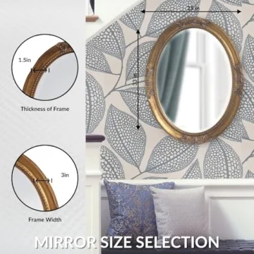 Howard Elliott Oval Antique Gold Leaf Wall Mirror 25 x 33 Inch