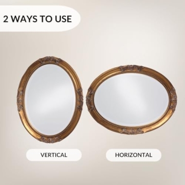 Howard Elliott Oval Antique Gold Leaf Wall Mirror 25 x 33 Inch