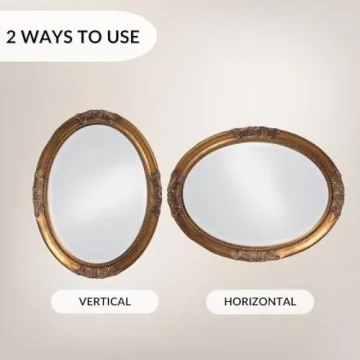 Howard Elliott Oval Antique Gold Leaf Wall Mirror 25 x 33 Inch