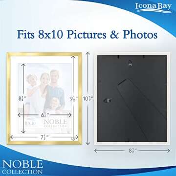 Icona Bay 8x10 Picture Frames (Gold, 6 Pack), Modern Professional Frame Set, Noble Collection