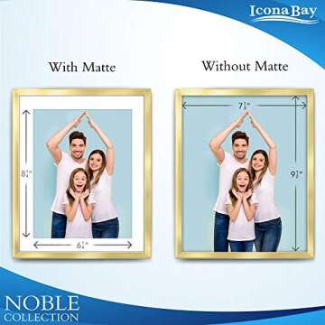 Icona Bay 8x10 Picture Frames (Gold, 6 Pack), Modern Professional Frame Set, Noble Collection