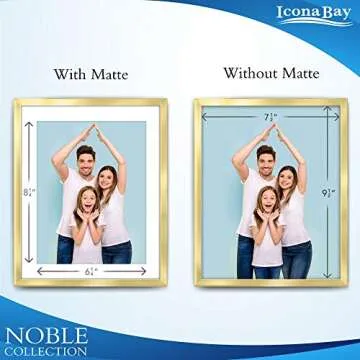 Icona Bay 8x10 Picture Frames (Gold, 6 Pack), Modern Professional Frame Set, Noble Collection