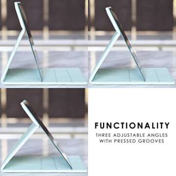 MODESSE Portable Makeup Mirror with Stand & Vegan Leather Cover - Vanity Mirror for Travel, Home, Office - Beauty Gifts for Bridesmaids, Women & Girls (Mint)