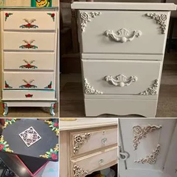 LXYUUM 5PCS Wood Appliques Onlays Decorative for Furniture Wood Carved Onlay Bed Door Cabinet Wardrobe Furniture Long Decoration Unpainted Wood Carving Decoration,01