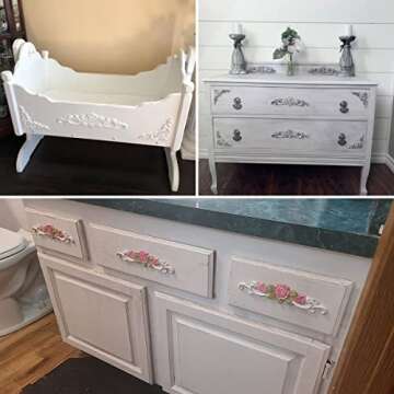 LXYUUM 5PCS Wood Appliques Onlays Decorative for Furniture Wood Carved Onlay Bed Door Cabinet Wardrobe Furniture Long Decoration Unpainted Wood Carving Decoration,01