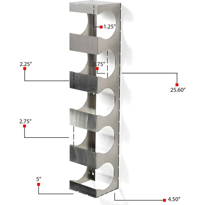 BrightMaison Alex Wine Rack for 5 Bottles - Wall Mounted