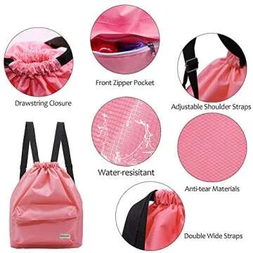 KIKIGOAL Dry Wet Separated Swimming Bag Portable Drawstring Backpack Waterproof Gym Sports Pool Beach Gear Bag