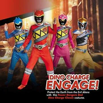 Red Power Rangers Costume for Kids, Official Dino Charge Suit