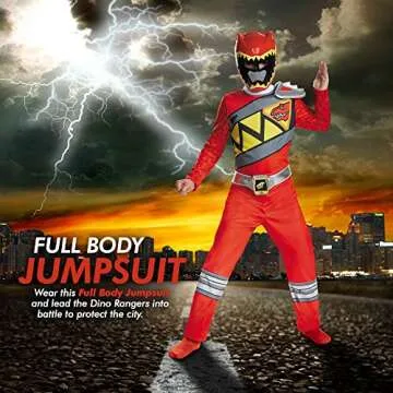 Red Power Rangers Costume for Kids, Official Dino Charge Suit