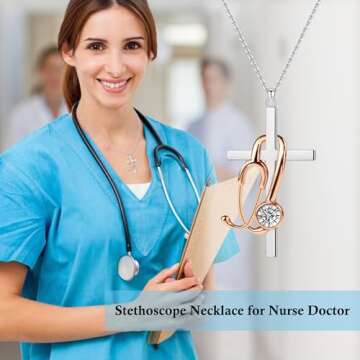 SmileBelle Nurse Graduation Gifts - Exquisite Nurse Necklace with Inspirational Cross