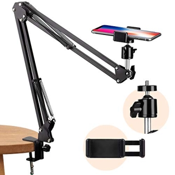 TARION Overhead Video Stand Articulating Arm Flexible Cell Phone Holder for Desk Table