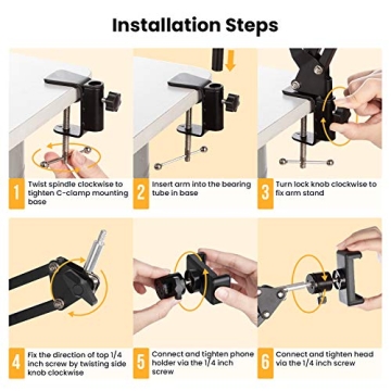 TARION Flexible Cell Phone Holder for Overhead Filming