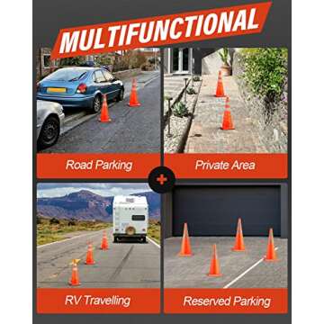 RoadHero 18 Inch 8 Pack Collapsible Traffic Cones, Multi Purpose Pop-up Orange Cones with Reflective...