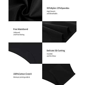 SHARICCA Women Seamless Cheeky Bikini No Show Panties Ladies Invisible Breathable Hipster Soft Stret...