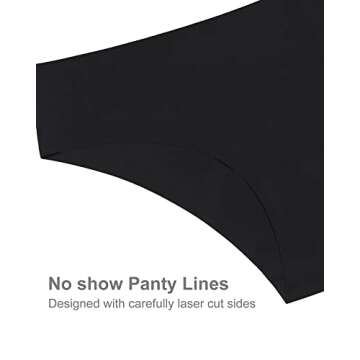 SHARICCA Women Seamless Cheeky Bikini No Show Panties Ladies Invisible Breathable Hipster Soft Stretch Underwear 6 Pack (3 Black 3 Beige,S)