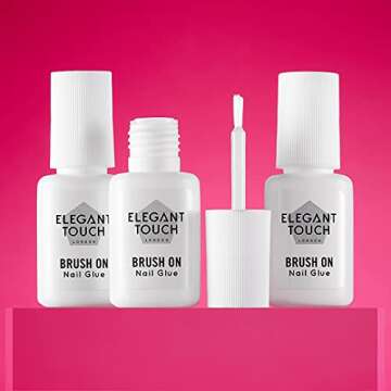 Elegant Touch Brush On Nail Glue - Quick Dry and Durable 6ml