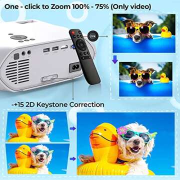 VIDOKA WiFi Bluetooth Projector, 8000L Native 1080P HD Projector for Home and Outdoor, Support Wireless Mirroring for iPhone/iPad and Samsung, One Click Zoom Video, Compatible w/ TV Stick/Laptop/PC