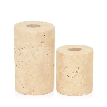 WORHE Marble Candle Holders Set of 2 Decorative Candlestick Holders for Home Decor