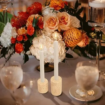 WORHE Marble Candle Holders Set of 2 Elegant Design