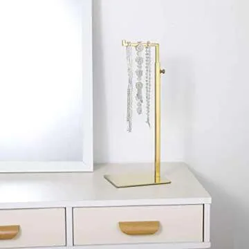 2 Pack Polished Gold Hanging Bag Handbag Rack Display Stand, Retail Countertop Single Hook Adjustable Height Purses Display Stand Rack