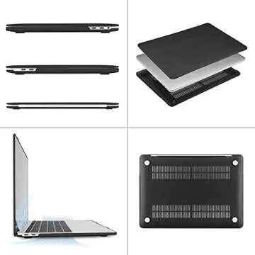 MOSISO Compatible with MacBook Pro 15 inch Case 2019 2018 2017 2016 Release A1990 A1707 with Touch Bar, Plastic Hard Shell Case & Keyboard Cover & Screen Protector & Storage Bag, Black