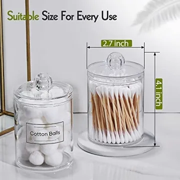 Stylish 4 Pack Acrylic Qtip Holder Dispensers for Organization
