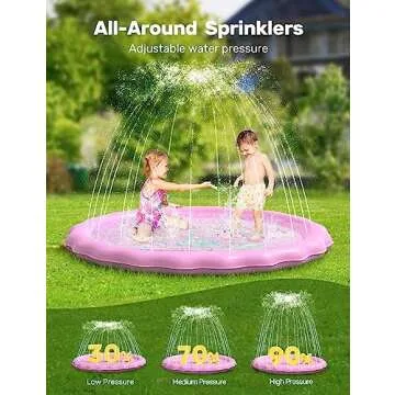 QPAU Splash Pad, 67" Non-Slip Kids Splash Pad for Outside, Sprinkler for Kids Outdoor Play Mat, Toddler Water Toys and Backyard Sprinkler Baby Pool, Gifts for Toddlers Girls Boys