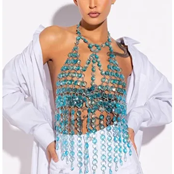 CCbodily Crystal Body Chain Bra for Women - Stunning Fashion Accessory