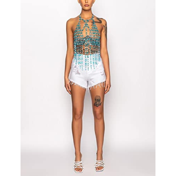 CCbodily Crystal Body Chain Bra for Women - Stunning Fashion Accessory