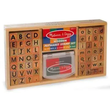 Melissa & Doug Alphabets: Wooden Stamp Set + Free Scratch Art Mini-Pad Bundle [35576]