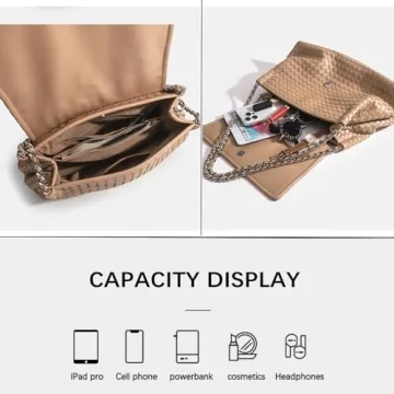 Woven Bag for Women, Vegan Leather Tote Bag Summer Beach Handbag Purse Retro Handmade Travel Shoulder Bag (Brown)