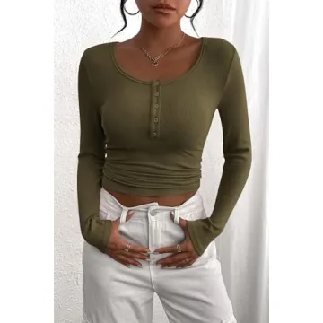 Henley Long Sleeve T Shirt for Women in Fall Style